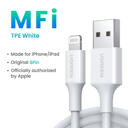 UGREEN MFi USB to Lightning Cable for iPhone 14 13 12 Pro Max 2.4A Fast Charging for iPhone for iPad Phone Data Cable