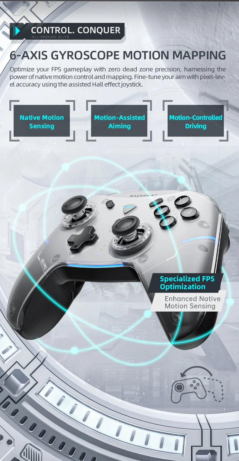 Machenike Gamepad Wireless Gaming Controller G5 Pro Elite Hall Trigger Joystick Mecha-Tactile Buttons For Switch PC Android IOS