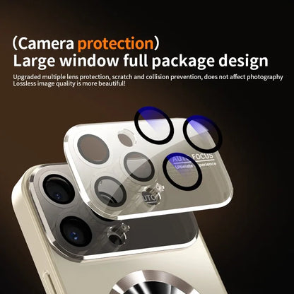 Luxury Glass Camera Lens For Magsafe Magnetic Wireless Charge Case For iPhone 18 16 17 11 12 13 14 15 Pro Max Shockproof Cover