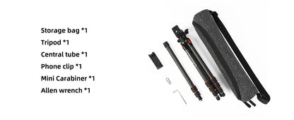 BESnfoto BX-T2561 Carbon Fiber Camera Tripod, Ball Head with Phone Holder & Carry Bag, Professional Travel Photo Tripod
