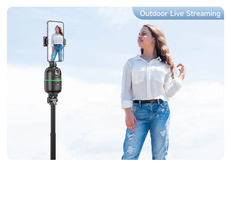 Selfie Stick Stabilizer 360° Auto Face Tracking AI Gimbal All-in-One Desktop Phone Holder Tripod for Smartphone Video Vlog Live