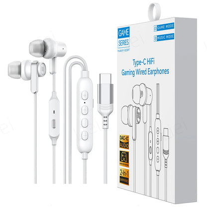 Gaming & Music HIFI Headphones for Samsung iPhone USB C Earphones Wired Type C Earbuds with One-key MIC Mute Volume Control