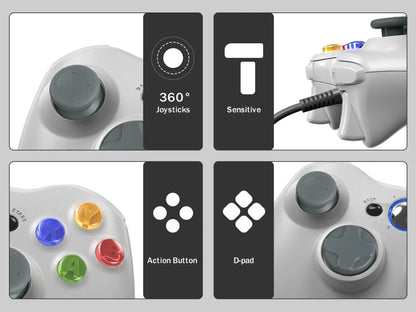 For Xbox 360 Slim/Lite/E/PC Controller,Wireless/Wired Game Remote Control 6-axis Gryo Dual Vibration Precision Joystick Gamepads