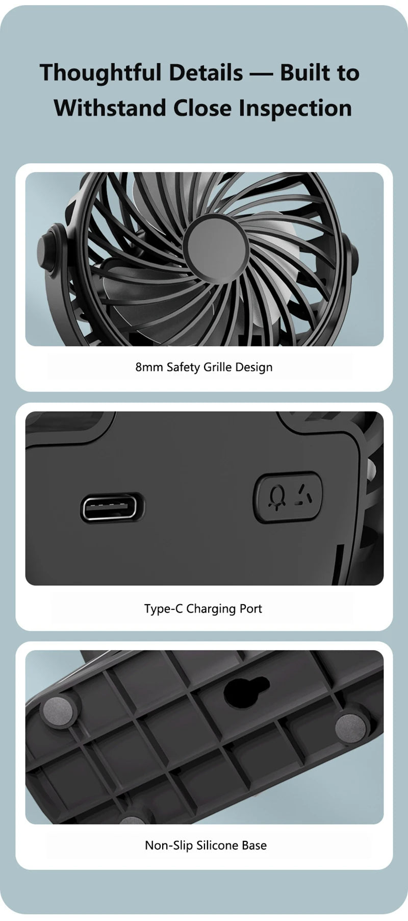 720°Rotatable Clip Fan Mini Cooler Fan Built In Night Lamp USB Rechargeable Personal Portable Fan For Outdoor Camping Ventilador