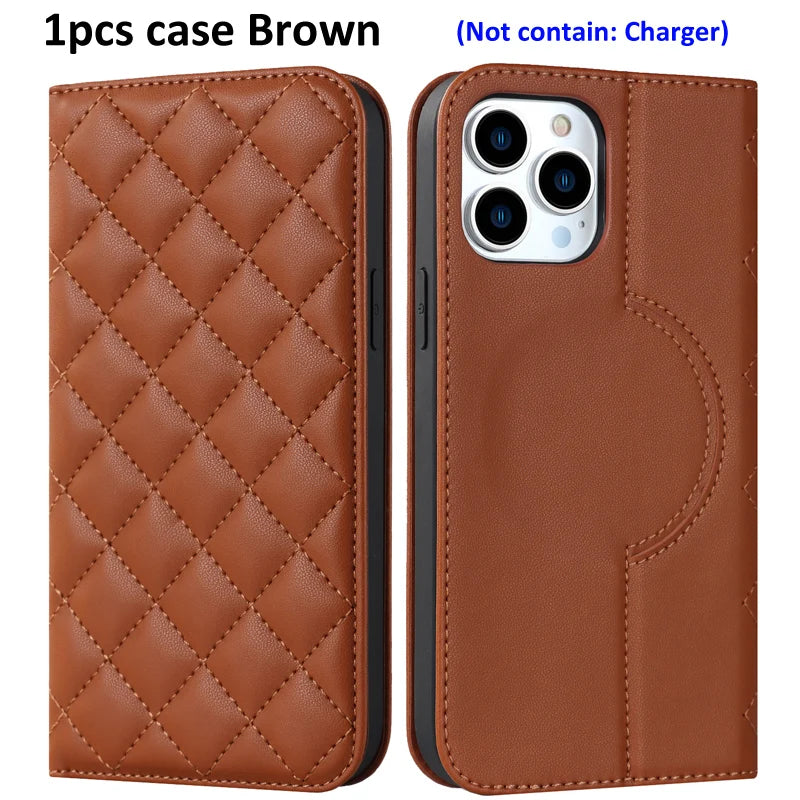For Magsafe Wallet Leather Flip Case For iPhone 12 13 14 15 16 Pro Max mini Magnetic Wireless Charging Book Folio Cover