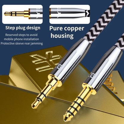 YYTCG 4.4mm Balanced to 3.5mm AUX Audio Cable OFC Male to Male HIFI Interconnect Cord For Audio Player DAC Amplifier Headphone