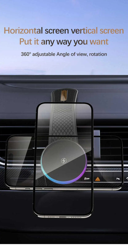 AIXXCO Car Phone Holder Magnetic Wireless Charger 15W Fast Charging Car Charger Holder For iPhone 16 15 14 13 Pro Max