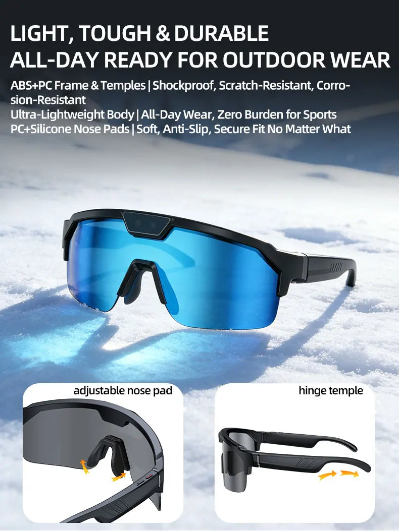 2026 New AI Smart Sports Glasses with 30MP Camera 4K Anti-shake Bicycle Riding Shooting Artifact Dual Mic 32GB Windproof Goggles