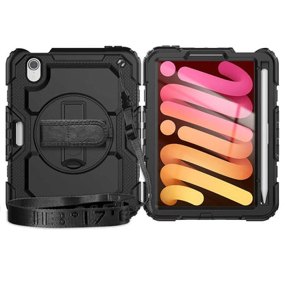 Case for iPad Mini 7 (A17 Pro)2024/ Mini 6 8.3'' with Screen Protector Pencil Holder [360 Rotating Hand Strap] &Stand Shockproof