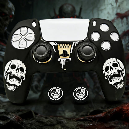 For PS5 Controller Silicone Cover Soft Skin Case with Laser Engraving 2 Thumb Grips Anti-Slip Shockproof Dustproof Covers