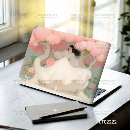 2PCS Scenery Oil Painting Laptop Stickers Set Flower Art Waterproof PVC Decals MacBook Traditional Ink Style Computer Skin