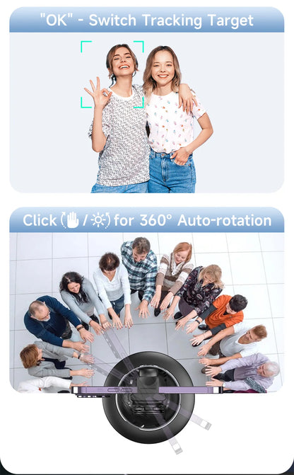 Selfie Stick Stabilizer 360° Auto Face Tracking AI Gimbal All-in-One Desktop Phone Holder Tripod for Smartphone Video Vlog Live