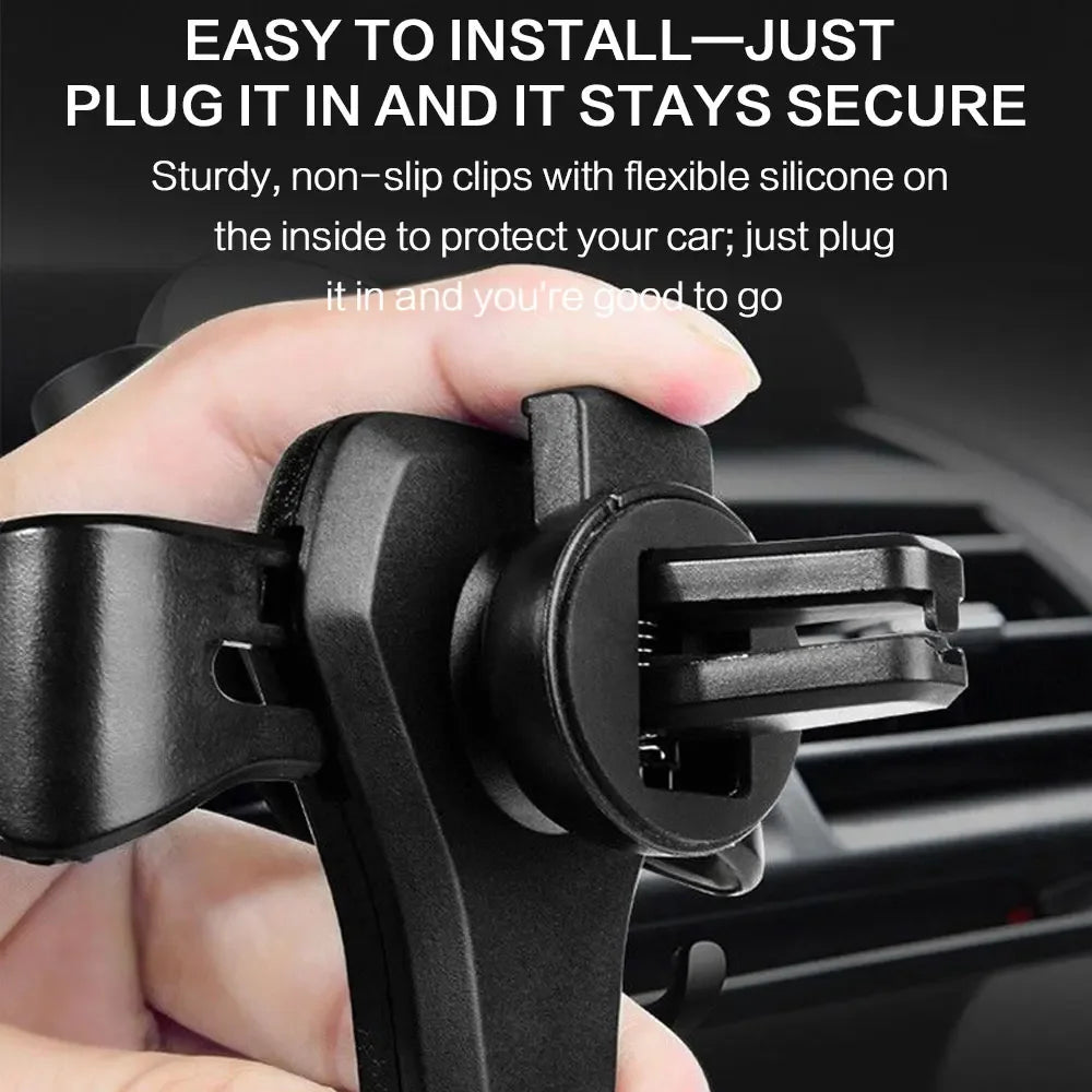 Car Phone Mount Gravity Phone Holder Air Vent Mount Anti Shake Stable Universal Car Holder One Hand Operation Automobile Cradle Compatible With Iphone Samsung Xiaomi Smartphone Auto Lock Ventilation Support Stand 360 Degree R