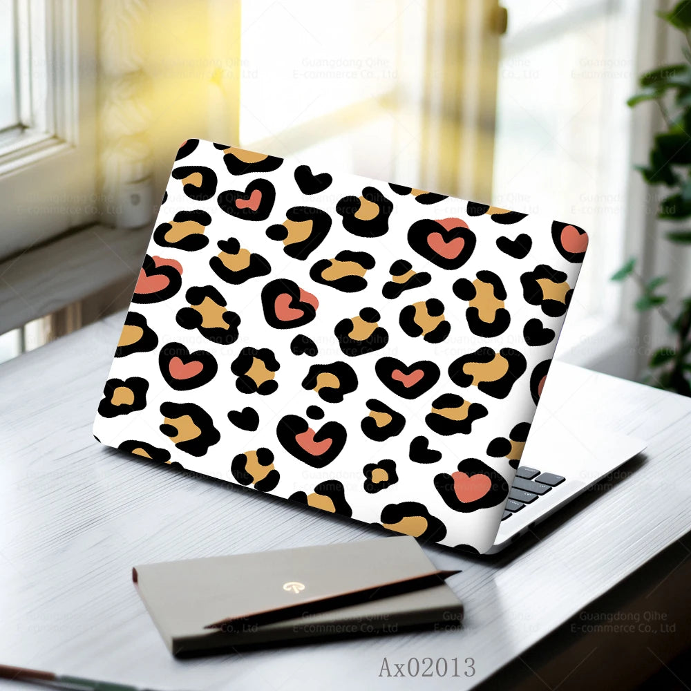 2 pcs Aesthetic Light Leopard Laptop Stickers Set Self-Adhesive Removable Laptop Covers for MacBook Notebook Protective Skins