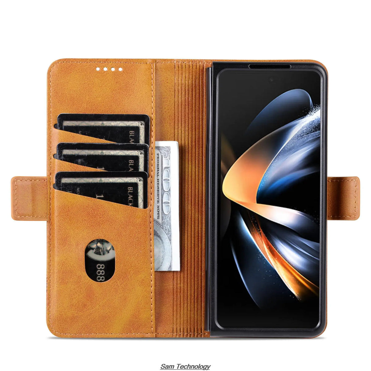 Magnetic Adsorption Leather Fitted Case for Samsung Galaxy Z Fold5 / Z Fold 5 6 7 4 3 5G Flip Cover Protective Case Fundas Coque