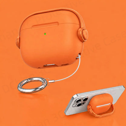 For AirPod Pro3 Case With Lock Shockproof Protective Cover with Cleaner Kit For Airpod 4 Case For AirPods Pro 3 Phone Stand Case