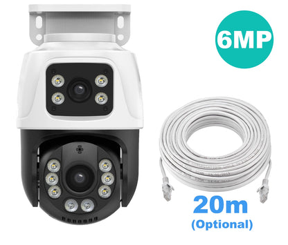 Gadinan 6MP Dual Lens PTZ POE IP Camera Outdoor Home Video Security Surveillance Motion Detection CCTV Support Onvif XMEye iCSee