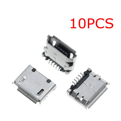 TZT 10pcs/100PCS Micro USB 5pin Female Usb Socket Flat mouth four legs socket mini usb connector