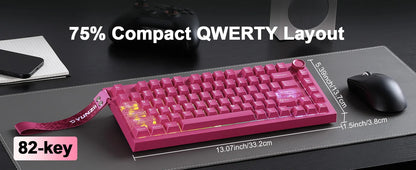 YUNZII RT75 PRO Dual 8K Wireless Gaming Keyboard, Rapid Trigger Mechanical Hall Effect Magnetic Keyboards, RGB Custom SOCD/DKS