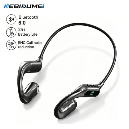 KEBIDUMEI Open Ear Bluetooth 6.0 Headphones Neckband Headsets TWS Wireless Earphones Sport HiFi Stereo Noise Reduction Earbuds