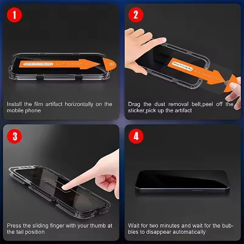 1-5PCS Dust Free Installation High-Definition Tempered Glass For iPhone 18 17 Pro Max Air 16 15Pro 14 Plus 13 12 Mini 11 XR XS X