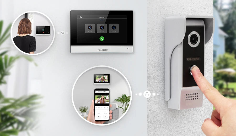 HOMSECUR 7" WIFI HD Video Door Phone Intercom Doorbell Tuya App Remote Control Door Unlock Auto Recording