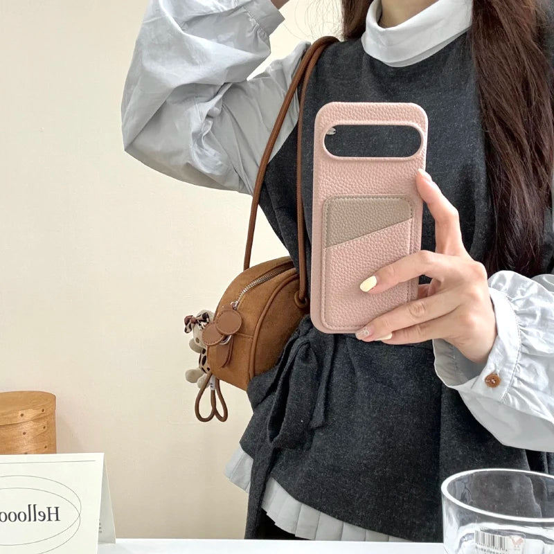 New Luxury Color Collision Leather Wallet Card Slot Phone Case For Google Pixle 10 Pro XL 9A 8A 7A 6A 6 7 8 9 Pro XL Back Cover