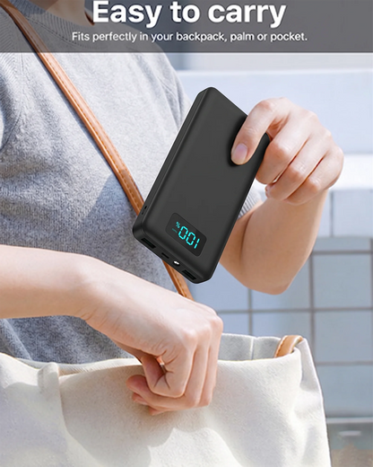 12W PD Charge Powerbank 10000mAh Thin Portable Charger Type C USB C External Battery Backup Power Supply with LED Display for Travel Camping Fits iPhone 17 16 15 14 Plus Pro Max Samsung Galaxy S26 S25 Ultra S24 Google Pixel 9