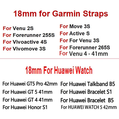 Watch Band For HUAWEI WATCH GT5 GT4 41mm PU Leather Bracelet 18mm Strap For Garmin VENU 4 /3S 2S/Forerunner 255S 265S Watchbands