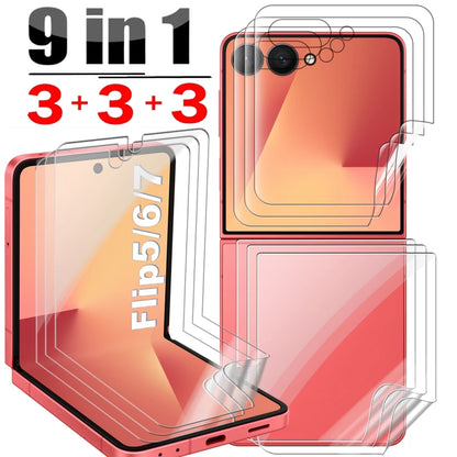 Anti-scratch Screen Protector For Samsung Galaxy Z Flip 7 6 5 Flip7 Flip6 Flip5 Protective Soft Hydrogel Film For ZFlip7 ZFlip6