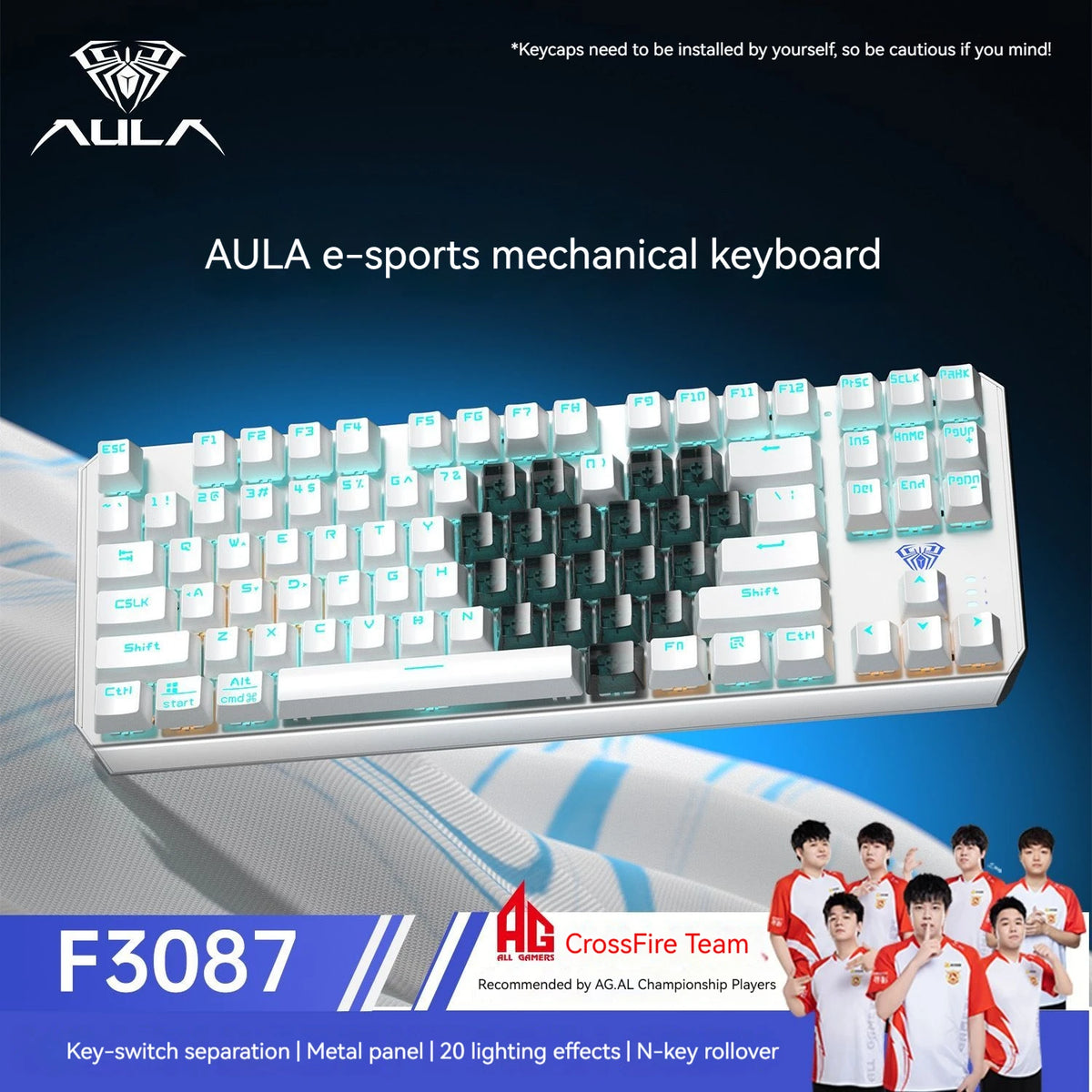 AULA F3087 Pro/F3087 Mechanical Keyboard 75% Layout Backlight Wired Full Key No Punch for Office E-Sport Gaming Keyboard