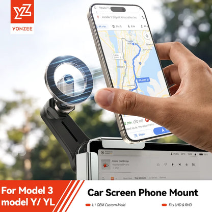 YZ Magnetic Car Phone Holder for Tesla Model YL Y 3  Car Display Screen Side 360 Degree Rotation Car Mount for all iPhone 17 18