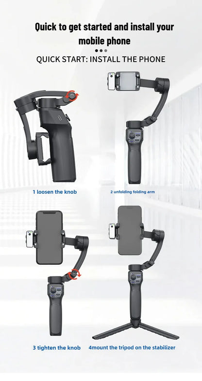 Mobile gimbal stabilizer ,Phone Stabilizer for Video Recording with Face/Object Tracking,3-Axis Gimbal for Android,iPhone