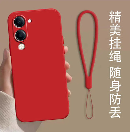 For VIVO Y29S Y19 5G Y04 Y19e 4G Case Simple Skin-friendly Silicone Lanyard Cover for VIVo Y29 s Anti-slip Shockproof Funda