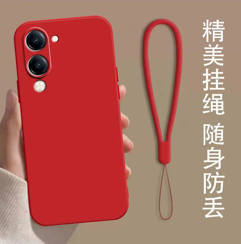 For VIVO Y29S Y19 5G Y04 Y19e 4G Case Simple Skin-friendly Silicone Lanyard Cover for VIVo Y29 s Anti-slip Shockproof Funda
