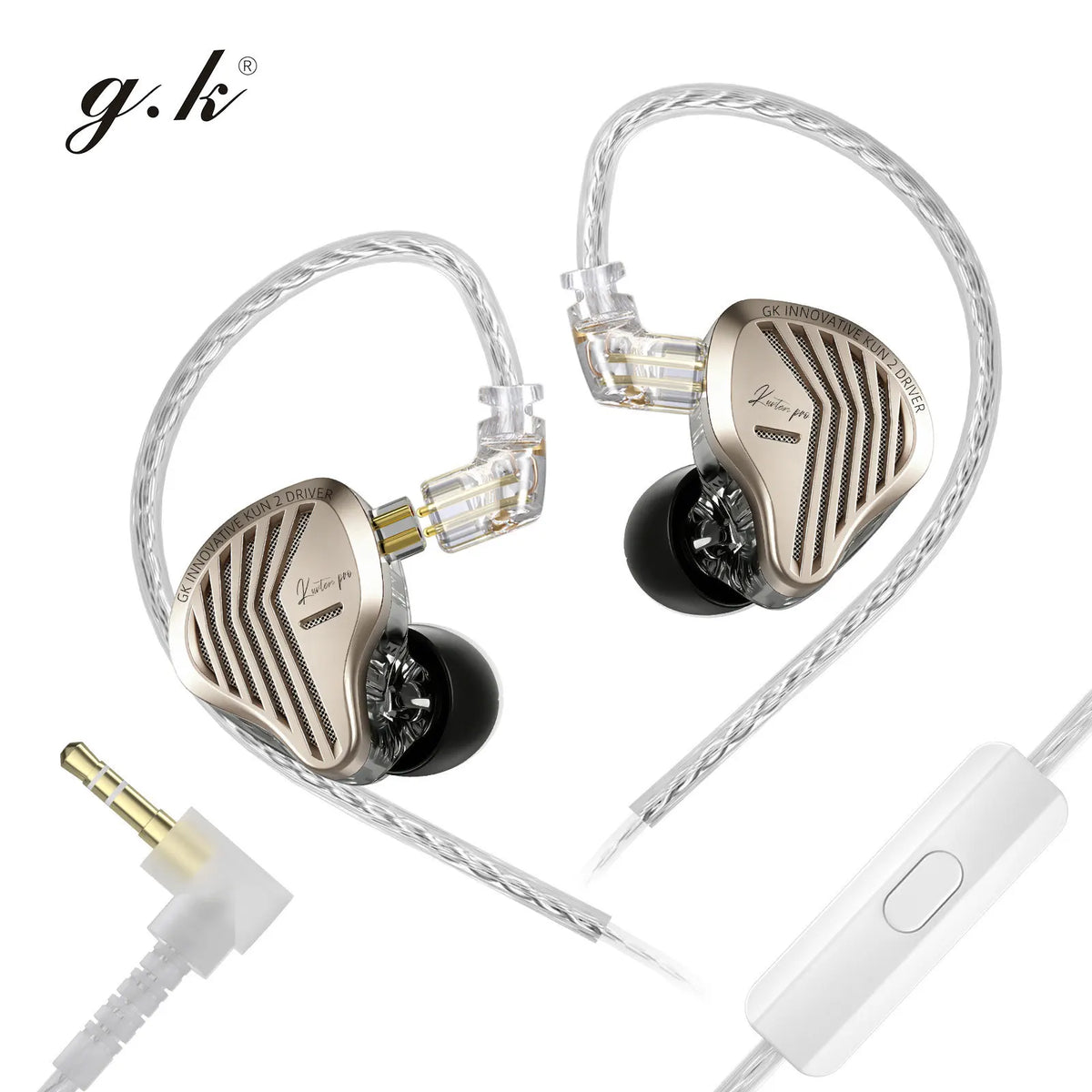 GK KUNTEN PRO HiFi In Ear Earphones Second Generation Dynamic Driver Long Stroke Bass Wired Headset For Music Audiophile