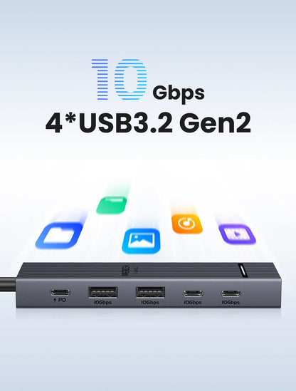 UGREEN USB C HUB 10Gbps 4K60Hz HDMI USB3.2 PD100W USB Splitter for Laptop Macbook Pro Air iPad Phone Android Docking Station