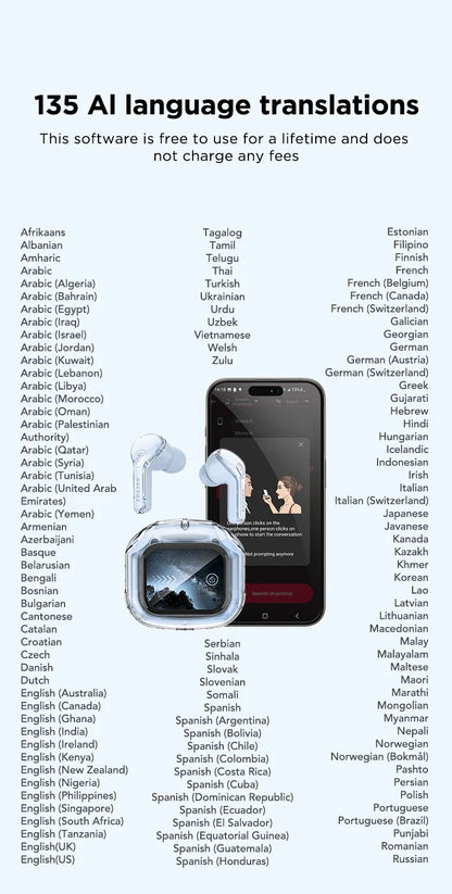 Low Latency Earphones ERAZER XP16 Wireless Earbuds AI Translation High-definition LCD Display For Music Sports Gaming Office
