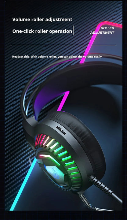 AULA S605 Wired Gaming Headset 50mm Driver Dual 3.5mm+USB RGB Bass for PC/Laptop/PS4/Over-Ear Headphones