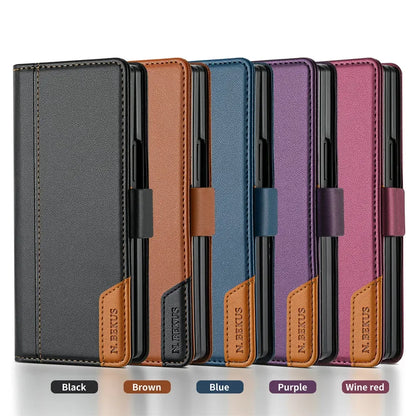 Luxury Leather Wallet Cover for Samsung Galaxy Z Fold 7 5G 2025 Flip Case Magnetic Book Business ZFold 3 4 5 6 Fold7 RFID Cover