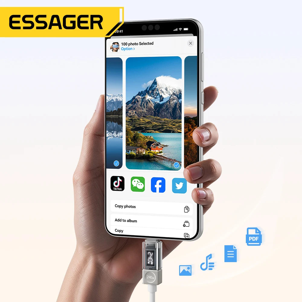 Essager 240W USB C Cable for iPhone 18 17 16 Plus Pro Max Macbook iPad Supercharge Fast Charger Type C Cable for Xiaomi Samsung