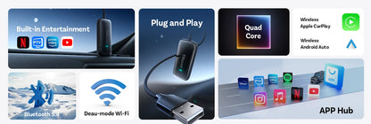 OTTOCAST Play2Video Ultra Carplay Ai Box Wireless Android Auto Adapter Built in Youtube Netflix For VW Benz Ford 99% of Cars