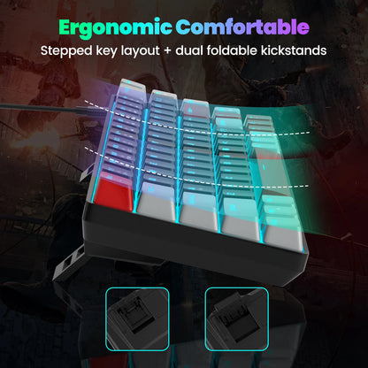 FocusOnPC MK-BOX Portable 60% Mechanical Gaming Keyboard, 68 Keys Compact Wired Keyboard with LED Backlight for Gaming & Office, Compatible with PC, Laptop & Mac, Free Random Mouse Pad Included