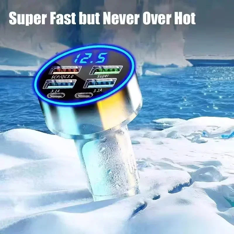 USB Car Fast 1 Pcs 350W Quick Charging Charger 6 Port PD QC3.0 USB C Car Phone Charger Type C Adapter For iPhone Samsung Huawei