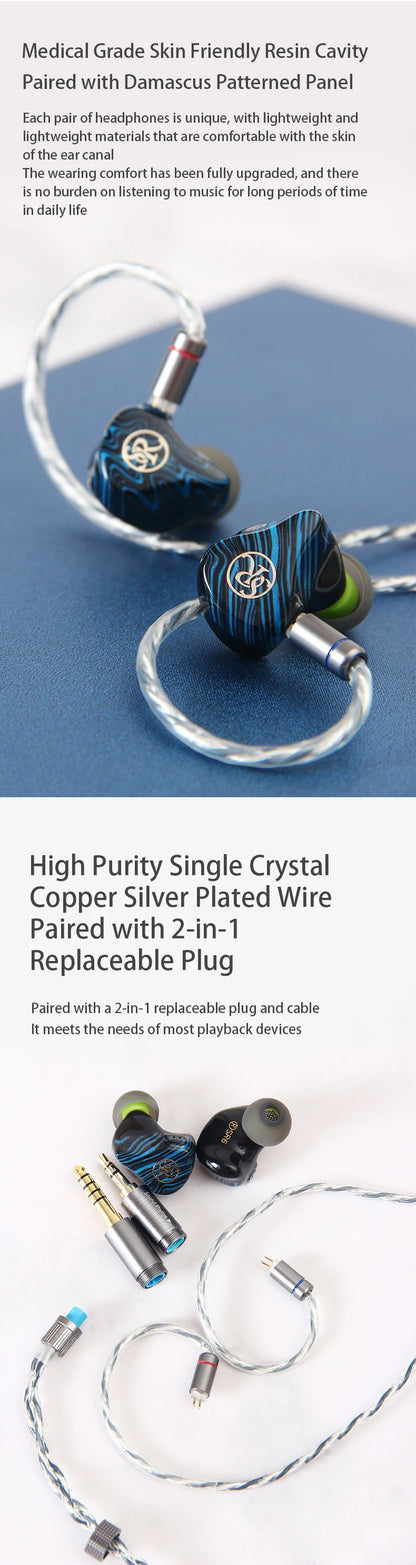 Sound Rhyme SR6 1DD + 2BA + 2PD+ 1BC Driver Multi-Driver In-Ear Monitor Hybrid Driver Wired Earphones with 2in1 Switchable cable