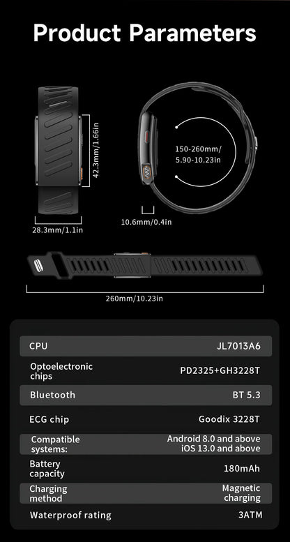 2026 New Nursing Grade Smart Bracelet VWAR MG SpO2 Blood Lipid Uric Acid ECG+PPG Waterproof NO Screen Band Sport Fitness Tracker