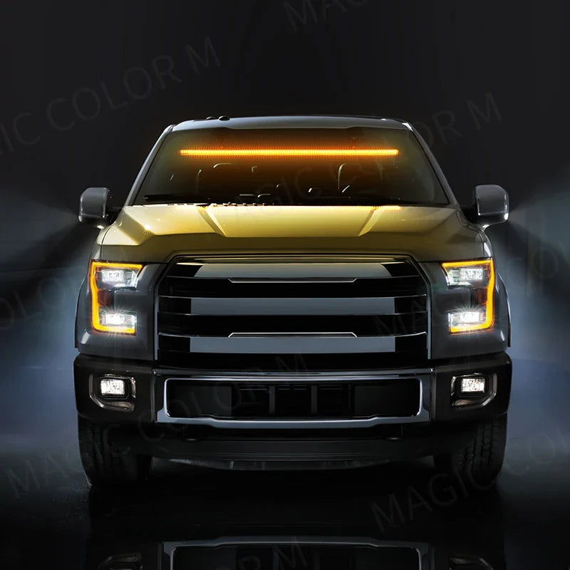 96 LED 3030 Beads Front Windshield Car Strobe Lamp Bar Traffic Signal Flashing Lamp Auto Roof Top Warning Light 12V Waterproof