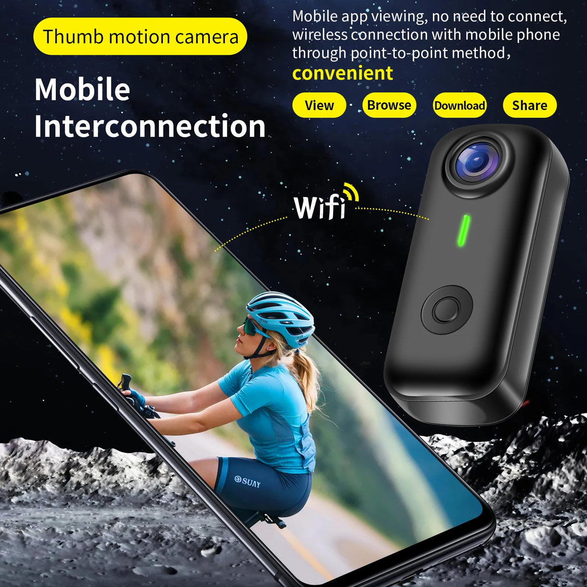 Mini Magnetic Thumb Action Cam 120° Wide Angle Smart Anti Shake For Bike Vlog Motorcycle Daily School Recording And Cycling