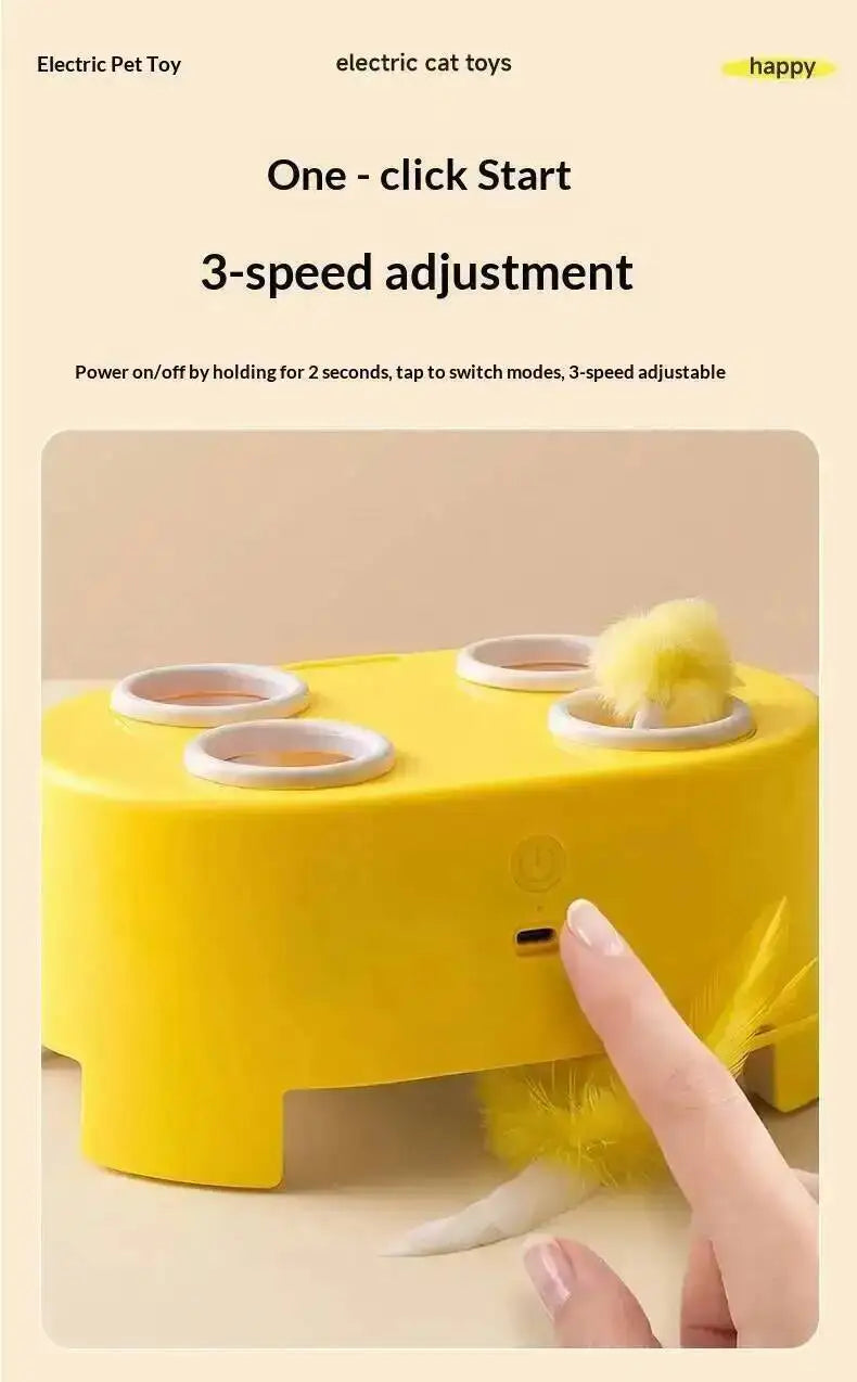 Whack A Mole Smart Cat Toy Automatic Pop-Up Rechargeable Feather Toy for Cats Interactive Playing Kitten Training Pet Supplies