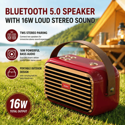 Bluetooth Speaker 16W Portable Wireless Outdoor TWS Stereo Bass Speaker Bluetooth 5.0 Travel MP3 Player Speaker With Hands-Free Calling Mic Support TF Card AUX IPX5 Waterproof Loudspeaker For Camping Party Home Shower Hiking